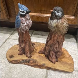 Two Birds 1 Blue 1 Brown (plaster) previously Owned in Super condition